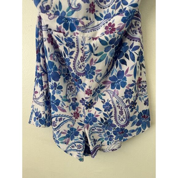 Show Me Your Mumu Afton Tie Back Floral Romper Huckleberry Stretch Size Small - Picture 11 of 12